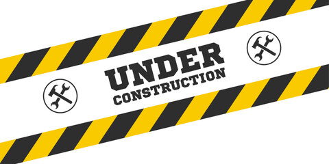 Under construction with line vector banner background