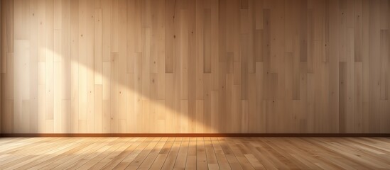 Empty interior with wooden features rendered in