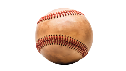 used dirty baseball. Isolated on Transparent background.