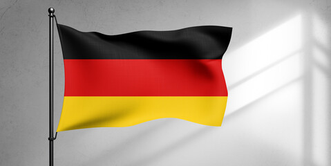 Germany national flag cloth fabric waving on beautiful sky Background.
