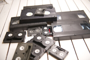 VHS, Dv and Hi8 tapes - obrazy, fototapety, plakaty