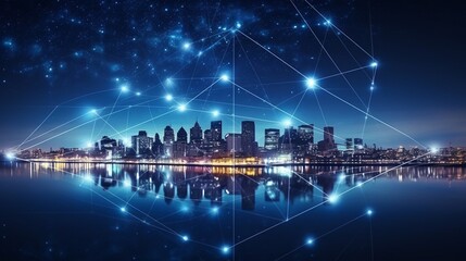 Città interconnessa, dispositivi IoT e 5g che rendono la città tecnologica, la città del futuro