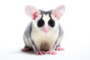 Image of sugar glider on white background. Wildlife Animals. Illustration, Generative AI.