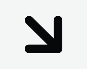 Arrow Point Bottom Right Icon Pointer Navigation Path Direction Here Exit Pointing Black White Shape Line Outline Road Sign Traffic Symbol EPS Vector