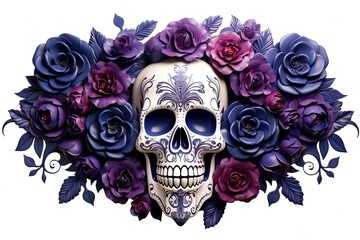 Day of Dead, Dia de los Muertos, Mexican Holiday, Skull Face with Flowers, Beautiful Traditional Art - obrazy, fototapety, plakaty