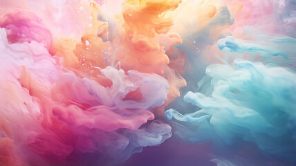 Obraz premium multicolored clouds of paint wet watercolor, abstract background spectrum mixing colors creativity idea concept