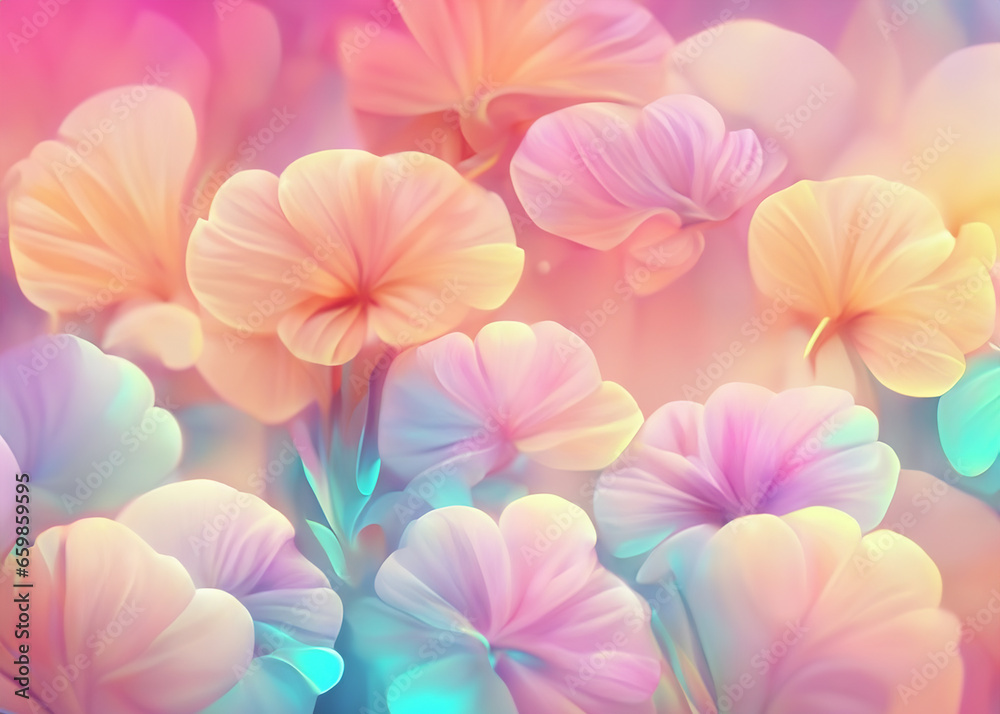 Wall mural abstract futuristic flower background in bright vivid colours created with generative ai technology