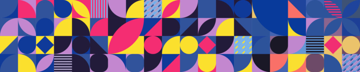 Vibrant and Colorful Abstract Geometric Artwork. Geometric shapes header. Vector Illustration. 
