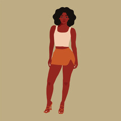 Stylish afro black woman in elegant art style vector