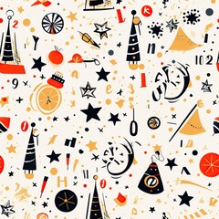 New Year style seamless pattern. AI Generated.