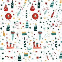 New Year style seamless pattern. AI Generated.