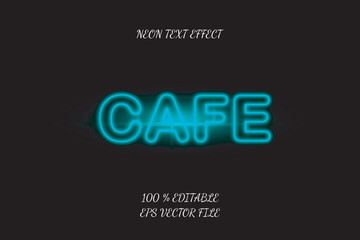 Cafe neon text effect design