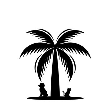 Palms tree with dog and cat icon