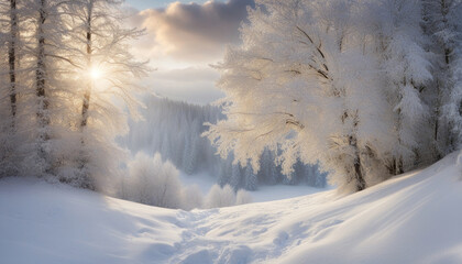 Enchanting Winter Wonderland Snow-Covered Trees 