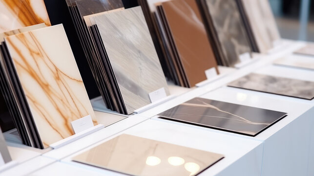 Porcelain stoneware tiles in a store