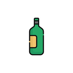 Wine bottle vector illustration on white background. Wine bottle icon