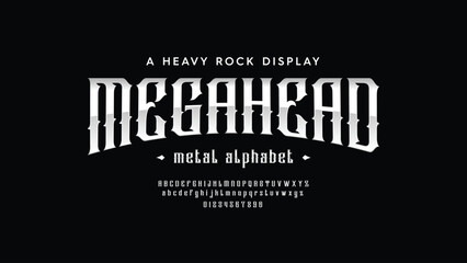 Classic rock alphabet fonts. Typography urban style font for music, band, studio. Vector illustration of word