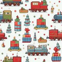 Train with Christmas gifts pattern. AI Generated.