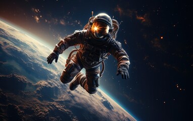 Fototapeta na wymiar An astronaut in outer space