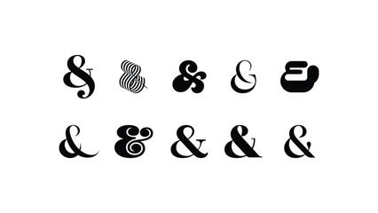 Various Ampersand Elegance Unleashed: Elevate Your Designs with Vintage Styling Typeface. Vector Illustration Perfection.