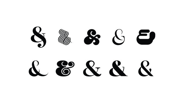 Various Ampersand Elegance Unleashed: Elevate Your Designs with Vintage Styling Typeface. Vector Illustration Perfection.