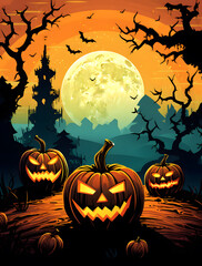 Halloween background with pumpkins