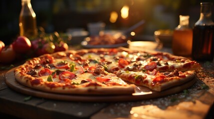 Fresh Homemade Italian Pizza with buffalo mozzarella and basil.