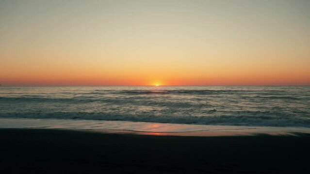 Beautiful sunset on the peach in Pacifica California 