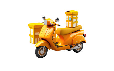 Expressive 3D Product Dispatch by Motorbike on transparent background