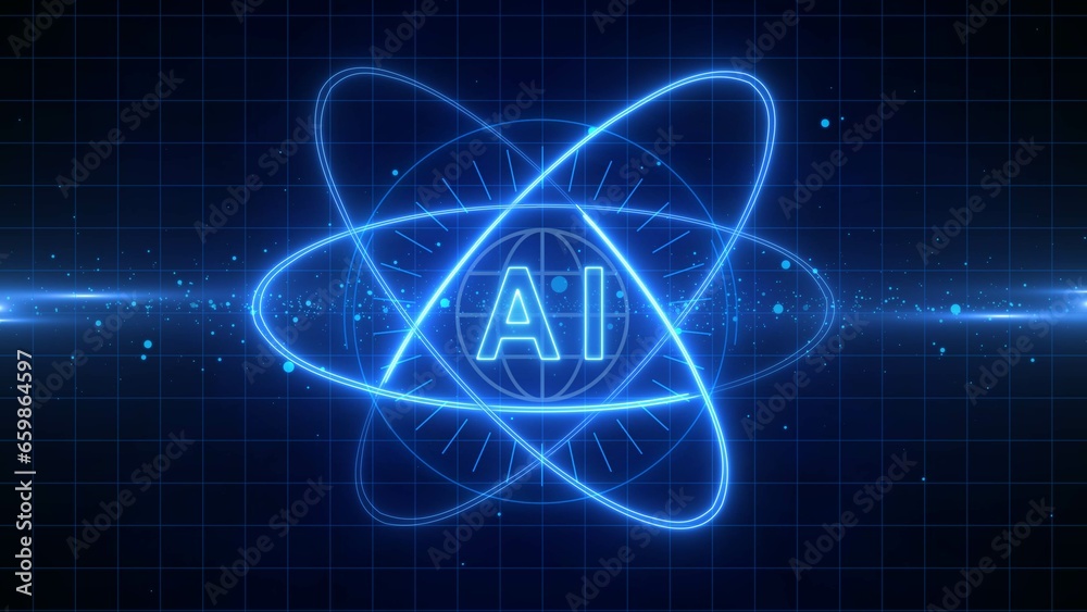 Poster ai artificial intelligence - futuristic science background - ai letters centered in the middle of ci
