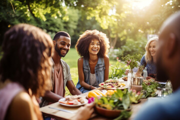 A group of friends enjoying a Healthy picnic in park