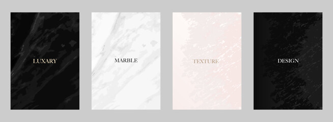 Luxury marble texture set. Royal collection with black, white, pastel pink line background pattern for business cover, wedding invitation, gift card, elegant menu, eco catalog 