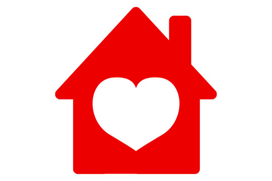 Housing icon with heart shape isolated