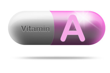 Vitamin A medicine capsule for dietary supplement concept