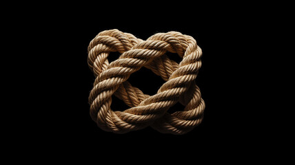Obraz premium the gordian knot of rough rope is isolated on a black background
