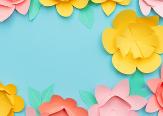 abstract flower background made of paper in pastel colours with copy space, good for post card,...