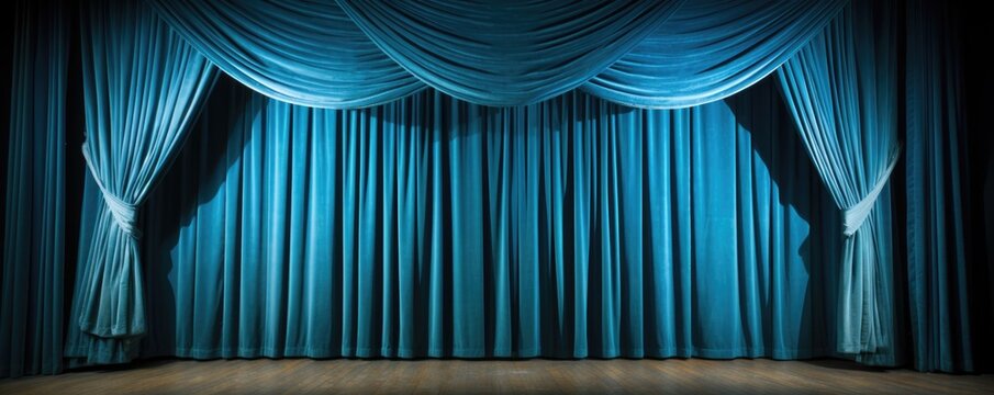 blue curtain stage theater background