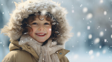 portrait of a girl in snow artwork graphic design illustration.