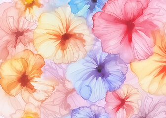abstract water colour flower background in pastel colours created with generative ai technology