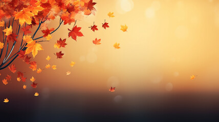 Naklejka na ściany i meble autumn background with copy space love leaf fall change of season sensual background
