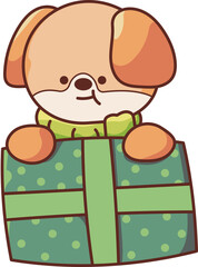 Christmas Set Cartoon Cute Little Santa Gift Holiday Decoration Illustration