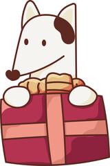 Christmas Set Cartoon Cute Little Santa Gift Holiday Decoration Illustration