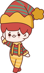 Christmas Set Cartoon Cute Little Santa Gift Holiday Decoration Illustration