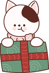Christmas Set Cartoon Cute Little Santa Gift Holiday Decoration Illustration