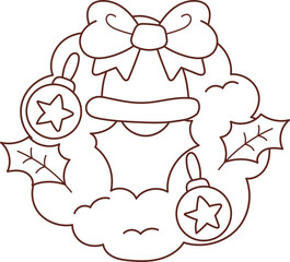 Christmas Set Cartoon Cute Little Santa Gift Holiday Decoration Illustration