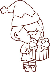 Christmas Set Cartoon Cute Little Santa Gift Holiday Decoration Illustration