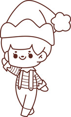 Christmas Set Cartoon Cute Little Santa Gift Holiday Decoration Illustration