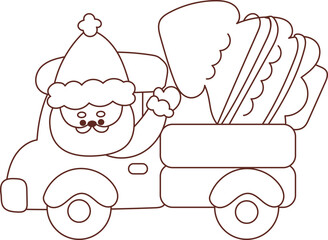 Christmas Set Cartoon Cute Little Santa Gift Holiday Decoration Illustration