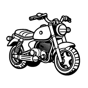 motorcycle black and white vector illustration for coloring book