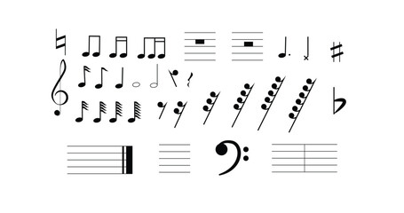 Musical Notes and Symbols. Music creation and art vector concept